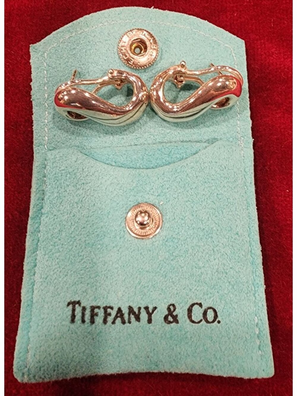 Vintage Tiffany & Co. Sterling Silver Infinity Figure 8 Omega Back Earrings With